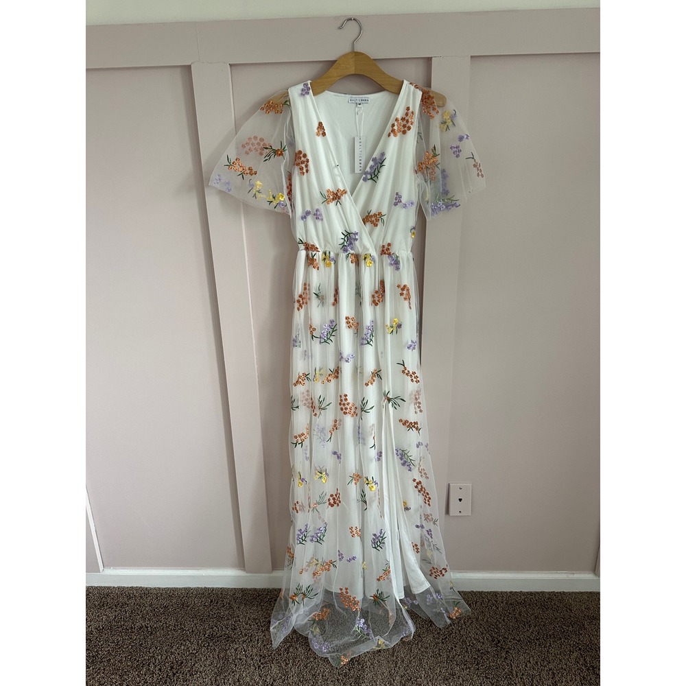 NWT Maternity Baltic Born Marseille White Floral Embroidered Maxi Dress - Picture 7 of 8